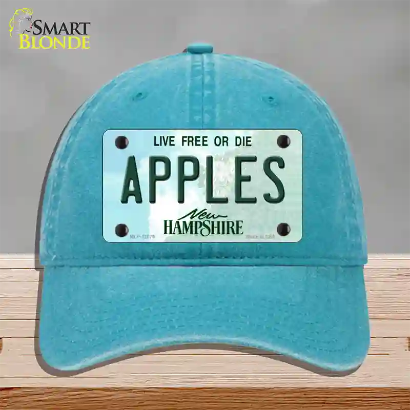 Apples New Hampshire State Novelty License Plate Hat Unconstructed Cotton / Lake Blue