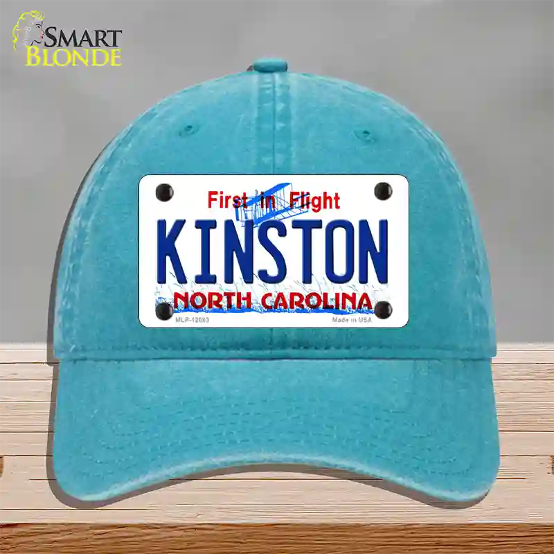 Kinston North Carolina State Novelty License Plate Hat Unconstructed Cotton / Lake Blue