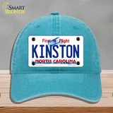 Kinston North Carolina State Novelty License Plate Hat Unconstructed Cotton / Lake Blue