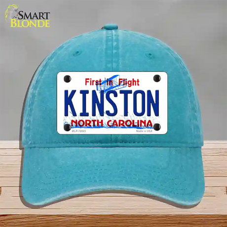 Kinston North Carolina State Novelty License Plate Hat Unconstructed Cotton / Lake Blue