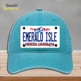 Emerald Island North Carolina State Novelty License Plate Hat Unconstructed Cotton / Lake Blue