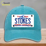 Stokes North Carolina State Novelty License Plate Hat Unconstructed Cotton / Lake Blue