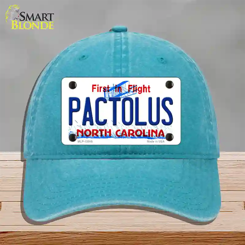 Pactolus North Carolina State Novelty License Plate Hat Unconstructed Cotton / Lake Blue