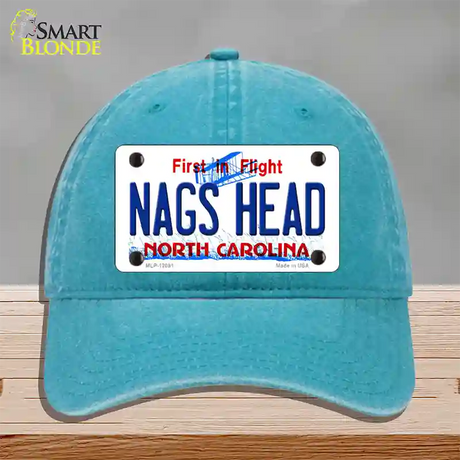 Nags Head North Carolina State Novelty License Plate Hat Unconstructed Cotton / Lake Blue