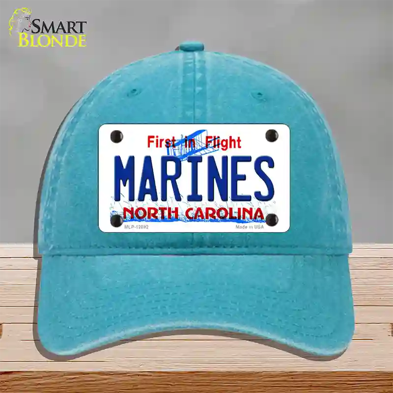 Marines North Carolina State Novelty License Plate Hat Unconstructed Cotton / Lake Blue