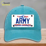 Army North Carolina State Novelty License Plate Hat Unconstructed Cotton / Lake Blue