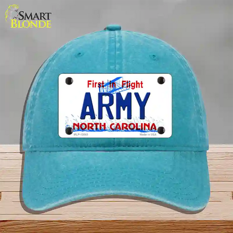 Army North Carolina State Novelty License Plate Hat Unconstructed Cotton / Lake Blue