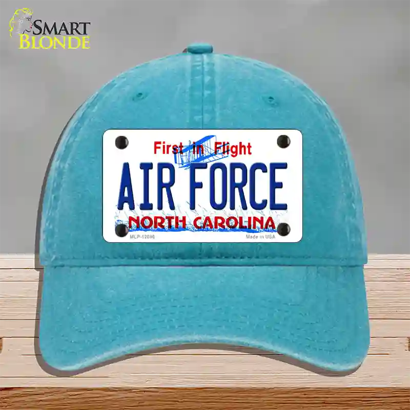 Air Force North Carolina State Novelty License Plate Hat Unconstructed Cotton / Lake Blue