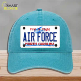 Air Force North Carolina State Novelty License Plate Hat Unconstructed Cotton / Lake Blue