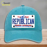 Republican North Carolina State Novelty License Plate Hat Unconstructed Cotton / Lake Blue