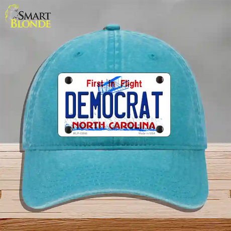 Democrat North Carolina State Novelty License Plate Hat Unconstructed Cotton / Lake Blue