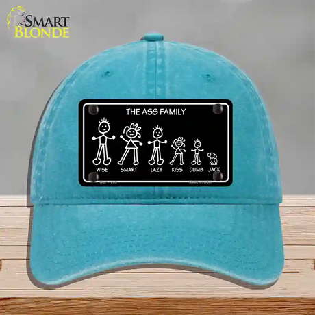 The Ass Family Novelty License Plate Hat Unconstructed Cotton / Lake Blue