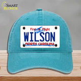 Wilson North Carolina State Novelty License Plate Hat Unconstructed Cotton / Lake Blue