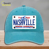 Nashville North Carolina State Novelty License Plate Hat Unconstructed Cotton / Lake Blue