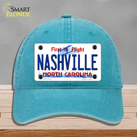 Nashville North Carolina State Novelty License Plate Hat Unconstructed Cotton / Lake Blue