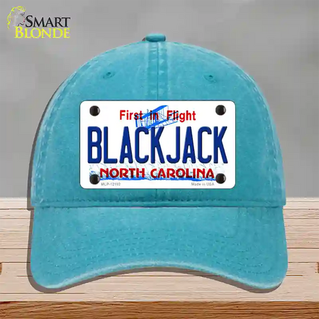 Blackjack North Carolina State Novelty License Plate Hat Unconstructed Cotton / Lake Blue