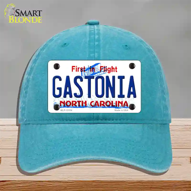 Gastonia North Carolina State Novelty License Plate Hat Unconstructed Cotton / Lake Blue