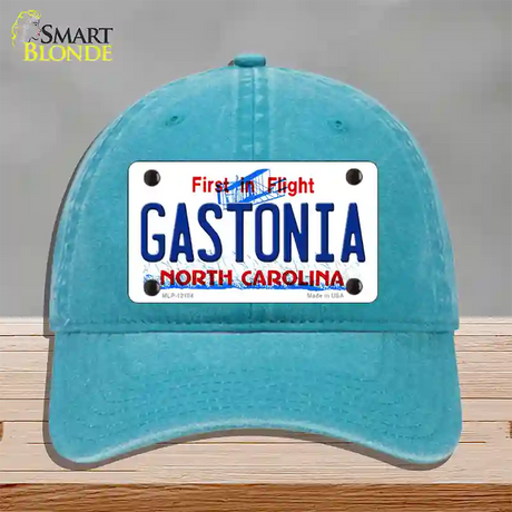 Gastonia North Carolina State Novelty License Plate Hat Unconstructed Cotton / Lake Blue