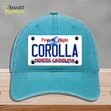 Corolla North Carolina State Novelty License Plate Hat Unconstructed Cotton / Lake Blue