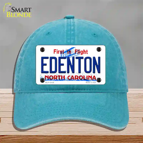 Edenton North Carolina State Novelty License Plate Hat Unconstructed Cotton / Lake Blue