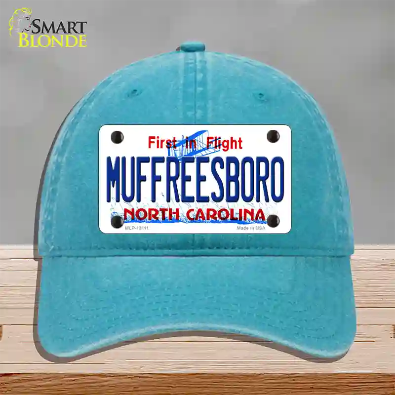 Muffreesboro North Carolina State Novelty License Plate Hat Unconstructed Cotton / Lake Blue