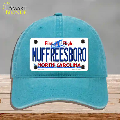 Muffreesboro North Carolina State Novelty License Plate Hat Unconstructed Cotton / Lake Blue