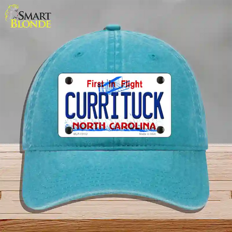 Currituck North Carolina State Novelty License Plate Hat Unconstructed Cotton / Lake Blue