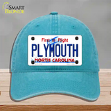 Plymouth North Carolina State Novelty License Plate Hat Unconstructed Cotton / Lake Blue