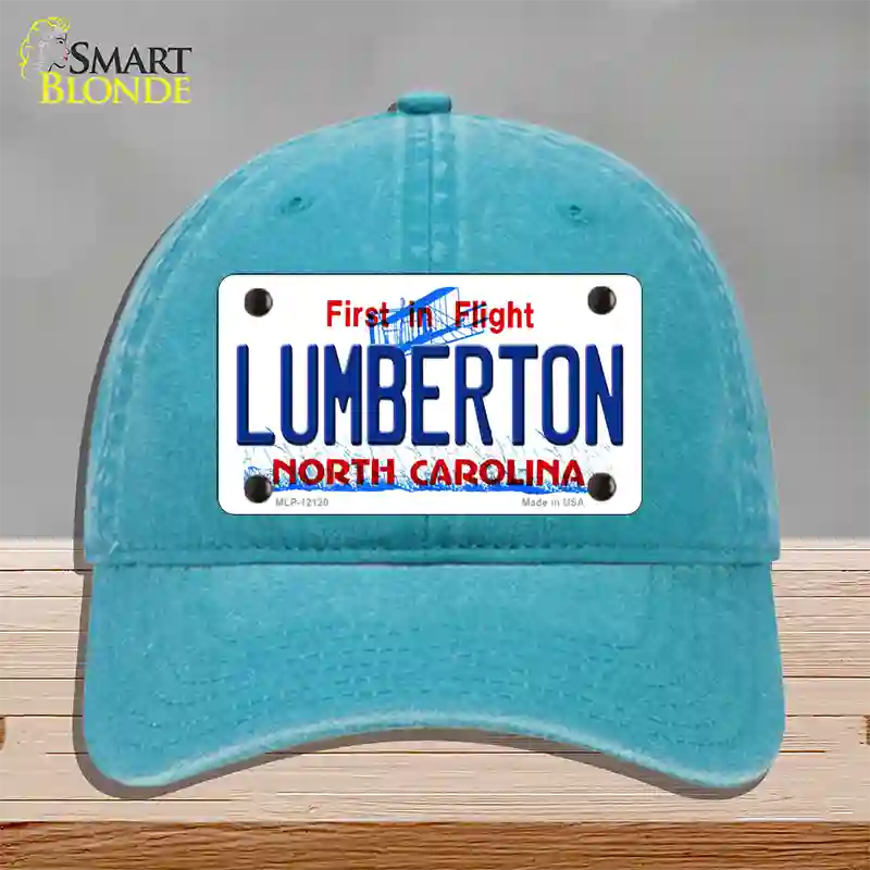 Lumberton North Carolina State Novelty License Plate Hat Unconstructed Cotton / Lake Blue