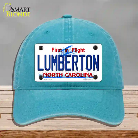 Lumberton North Carolina State Novelty License Plate Hat Unconstructed Cotton / Lake Blue