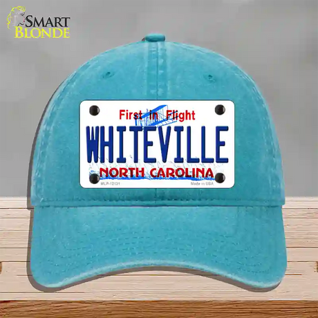 Whiteville North Carolina State Novelty License Plate Hat Unconstructed Cotton / Lake Blue