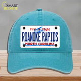 Roanoke Rapids North Carolina State Novelty License Plate Hat Unconstructed Cotton / Lake Blue