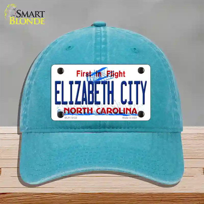 Elizabeth City North Carolina State Novelty License Plate Hat Unconstructed Cotton / Lake Blue