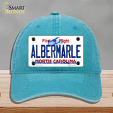 Albermarle North Carolina State Novelty License Plate Hat Unconstructed Cotton / Lake Blue