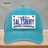 Salisbury North Carolina State Novelty License Plate Hat Unconstructed Cotton / Lake Blue