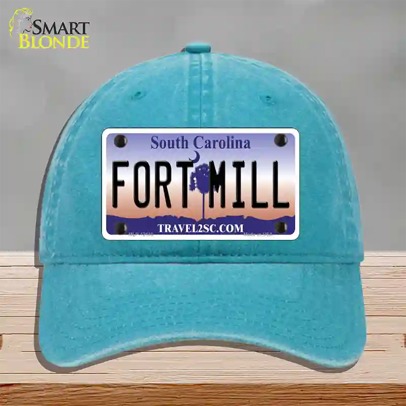 Fort Mill South Carolina Novelty License Plate Hat Unconstructed Cotton / Lake Blue