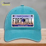 Fort Mill South Carolina Novelty License Plate Hat Unconstructed Cotton / Lake Blue