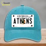 Athens Georgia State Novelty License Plate Hat Unconstructed Cotton / Lake Blue