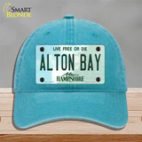 Alton Bay New Hampshire Novelty License Plate Hat Unconstructed Cotton / Lake Blue