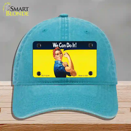 We Can Do It Novelty License Plate Hat Unconstructed Cotton / Lake Blue