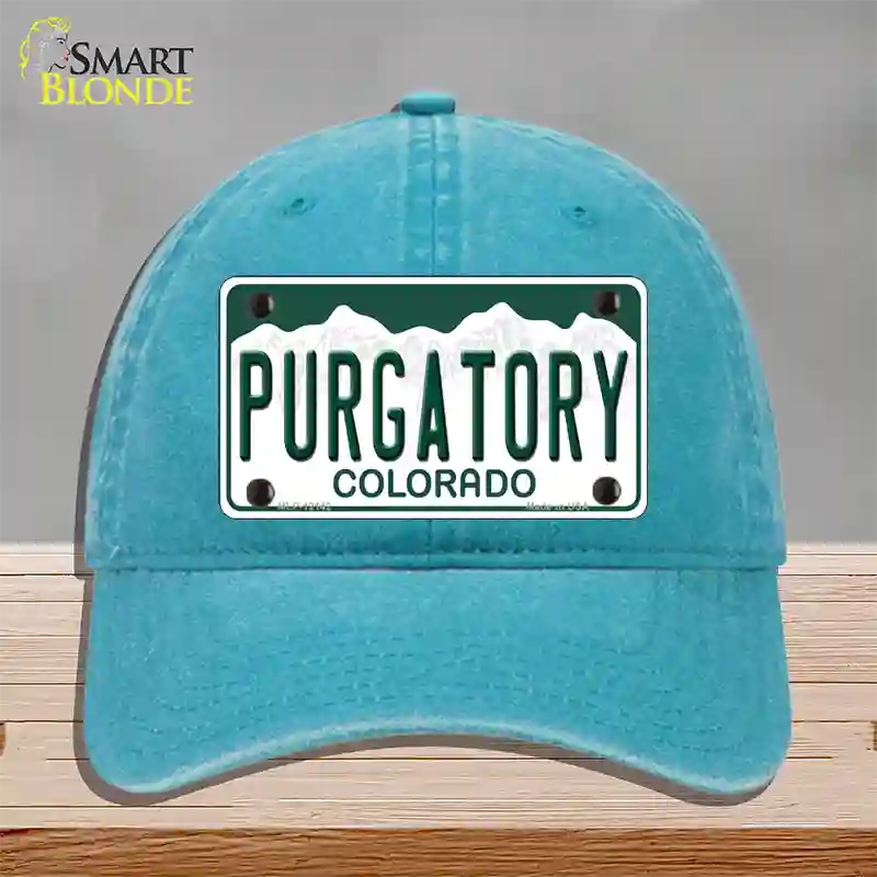 Purgatory Colorado Novelty License Plate Hat Unconstructed Cotton / Lake Blue