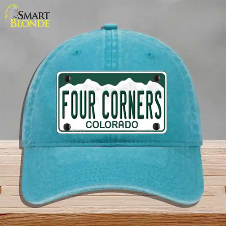 Four Corners Colorado Novelty License Plate Hat Unconstructed Cotton / Lake Blue