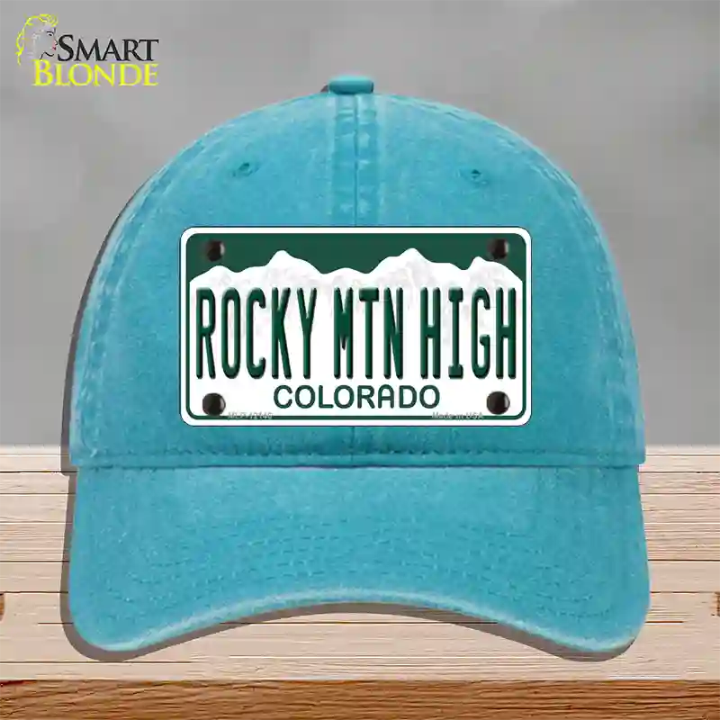 Rocky Mountain High Colorado Novelty License Plate Hat Unconstructed Cotton / Lake Blue