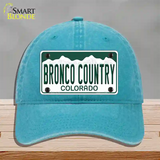 Bronco Country Colorado Novelty License Plate Hat Unconstructed Cotton / Lake Blue