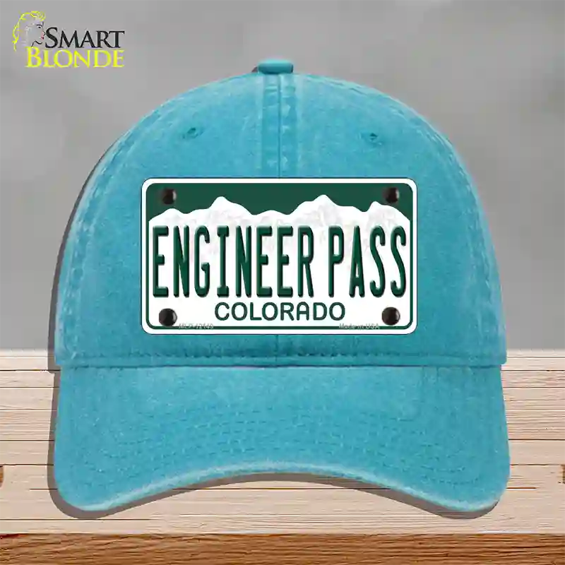 Engineer Pass Colorado Novelty License Plate Hat Unconstructed Cotton / Lake Blue