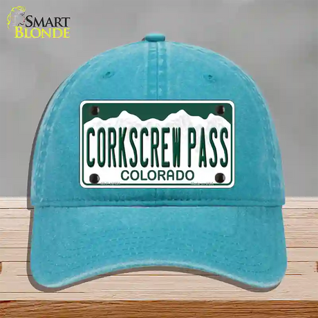 Corkscrew Pass Colorado Novelty License Plate Hat Unconstructed Cotton / Lake Blue