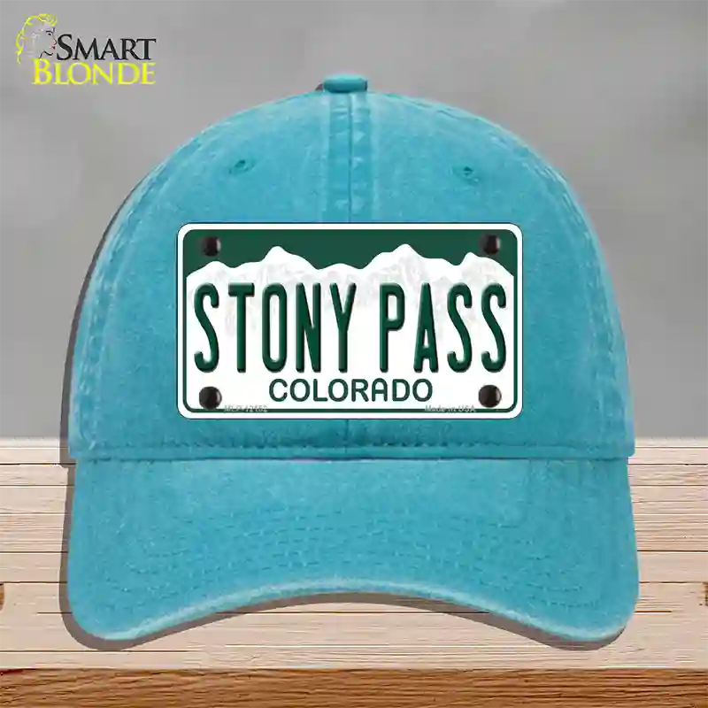 Stony Pass Colorado Novelty License Plate Hat Unconstructed Cotton / Lake Blue