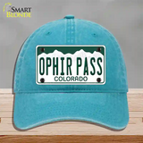 Ophir Pass Colorado Novelty License Plate Hat Unconstructed Cotton / Lake Blue