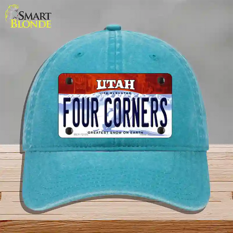 Utah Four Corners Novelty License Plate Hat Unconstructed Cotton / Lake Blue