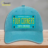 Four Corners Teal New Mexico Novelty License Plate Hat Unconstructed Cotton / Lake Blue